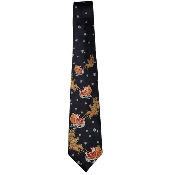 Hallmark Holiday Traditions Mens Christmas Neck Tie 57" Necktie Santa Reindeer - Picture 2 of 12